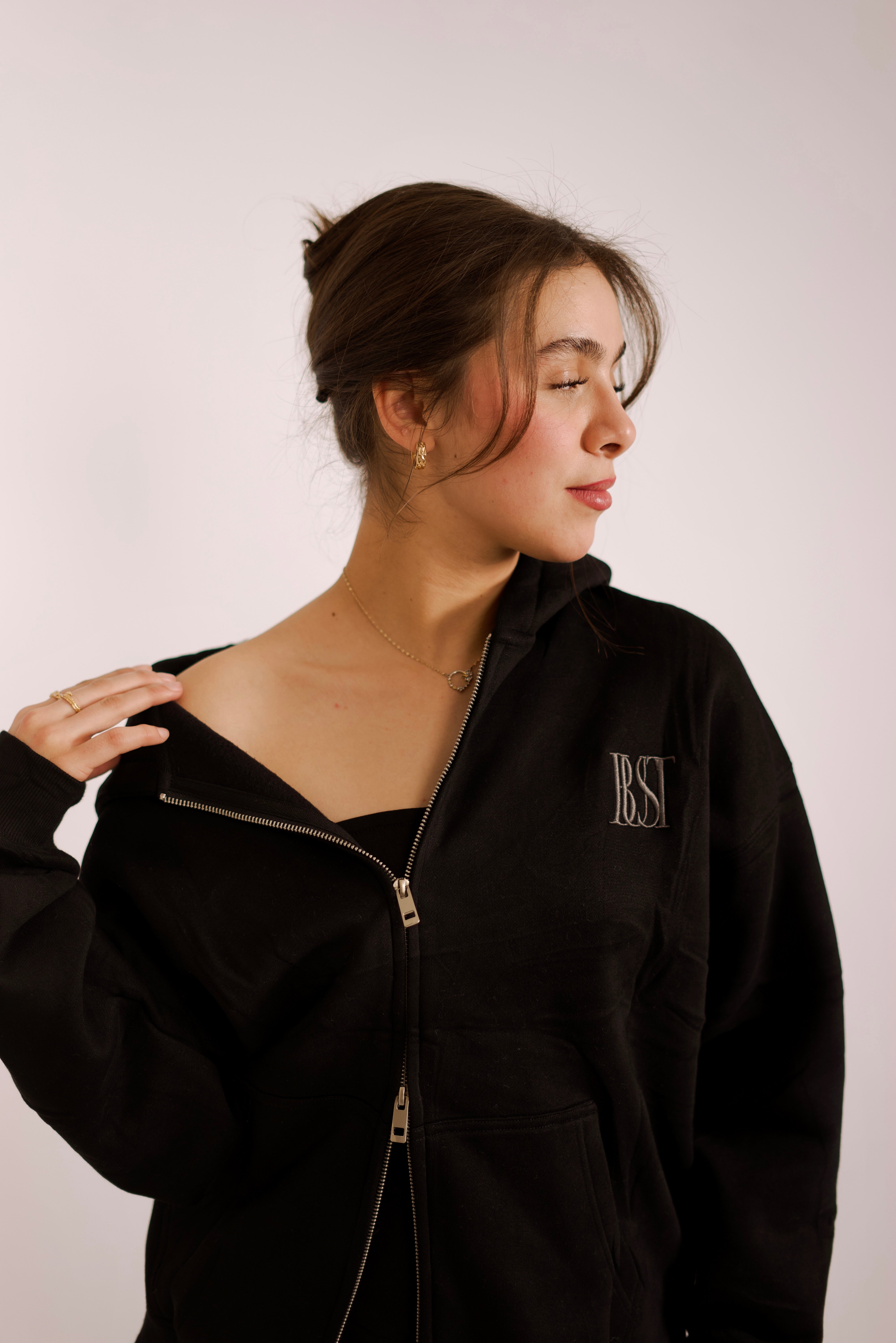 Hoodie Zipper Negra